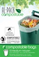 Compostable curbside 24 x 30” bin liner for 46 L (13 gal) cart Retail size packaging