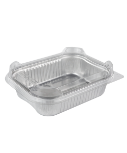 Rectangular aluminum container with clear lid 25 oz (725 ml)