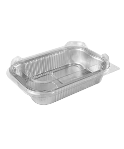 Rectangular aluminum container with clear lid 35 oz (1026 ml)