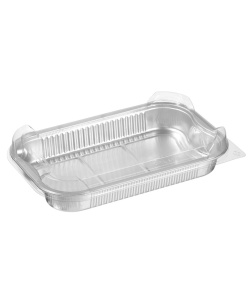 Rectangular aluminum container with clear lid 37 oz (1097 ml)