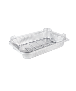 Rectangular aluminum container with clear lid 65 oz (1920 ml)