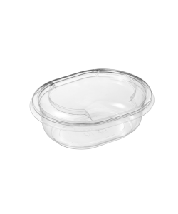 Clear oval DPET container with lid 12 oz (370 ml)