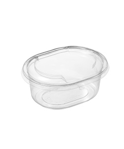 Clear oval DPET container with lid 16 oz (465 ml)