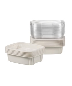 Contenant rectangulaire ivoire en PP 900 ml avec couvercle