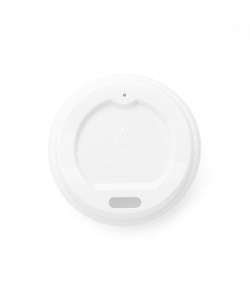 Compostable white CPLA lid for 4 oz (113 ml) hot cups