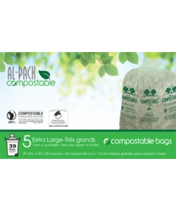 Sac à feuilles compostables avec cordon 33 x 44” - 135 L (35 gal)