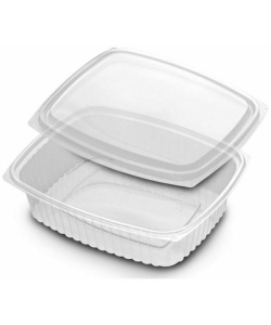 Compostable PLA container with flat lid 48 oz