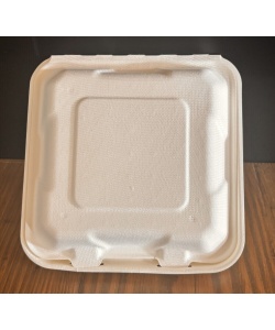 Contenant à charnière en bagasse compostable 3 comp. 8.5” (21.6 cm)