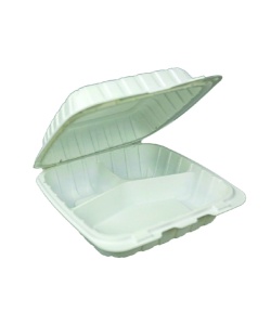 Clamshell container 3 compartments 9 in MFPP