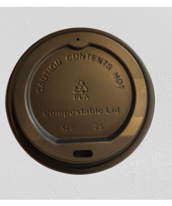 Compostable black dome lid f/ coffee cups 10 to 20 oz Decent