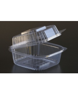 Contenant carré à charnière compostable en PLA 6” (15 cm)