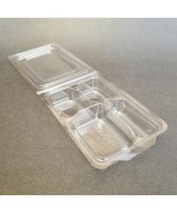 Boîte collation à charnière recyclable 4 comp. 3 oz & 3 x 2 oz