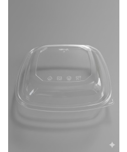 RPET lid for square salad bowl 80 to 160 oz