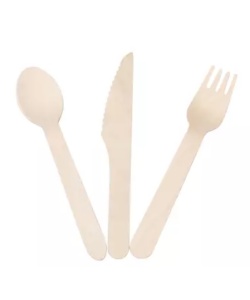Ensemble d'ustensiles compostable en bois a/ serviette de table