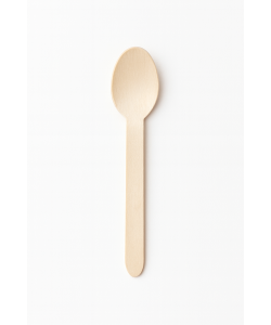 Disposable birch wood spoon 100% compostable 6.25 in - 160 mm