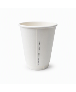 Verre boisson chaude 8 oz double paroi blanc