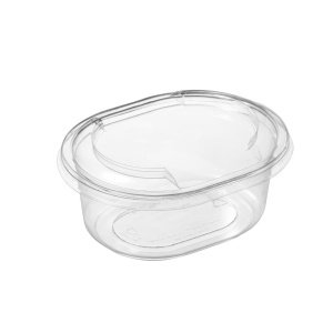 Clear oval DPET container with lid 16 oz (465 ml)