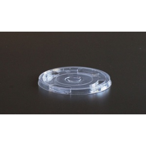 Compostable PLA flat lid for 10 to 24 oz GPLA glasses - With hole