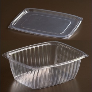 Compostable rect. container with shalow lid 32 oz (960 ml)