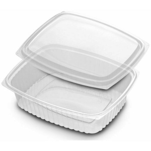 Compostable PLA container with flat lid 48 oz