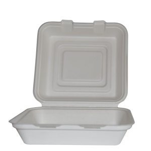 CONTENANT A CHARNIERE COMPOSTABLE EN BAGASSE 1 COMP. 9 ” (22.8 cm) 