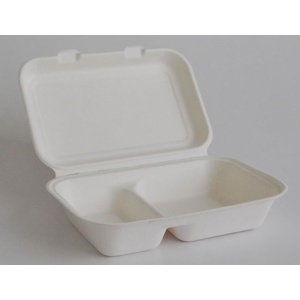 CHARNIÈRE 1000 ML 2 COMP. BAGASSE BLANCHI