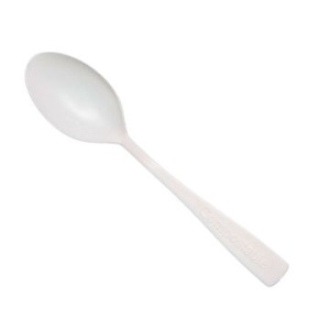 Compostable white starch tasting spoon,  4 inches – 10 cm