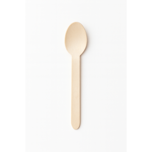 Disposable birch wood spoon 100% compostable 6.25 in - 160 mm